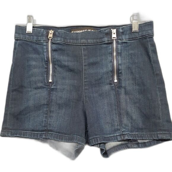 Express Jean Shorts Women's Size 6 Blue Denim Mid-Rise Medium Wash Stretch - Picture 1 of 9